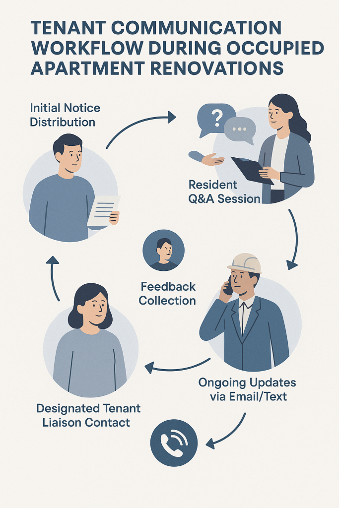 Tenant communication workflow during occupied apartment renovations